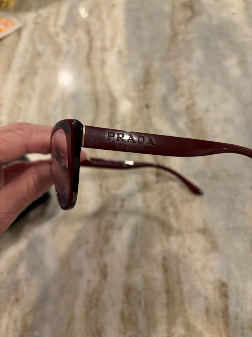 Prada Women's Cat-Eye Frame in Burgundy model VPR 04W - Picture 2 of 7